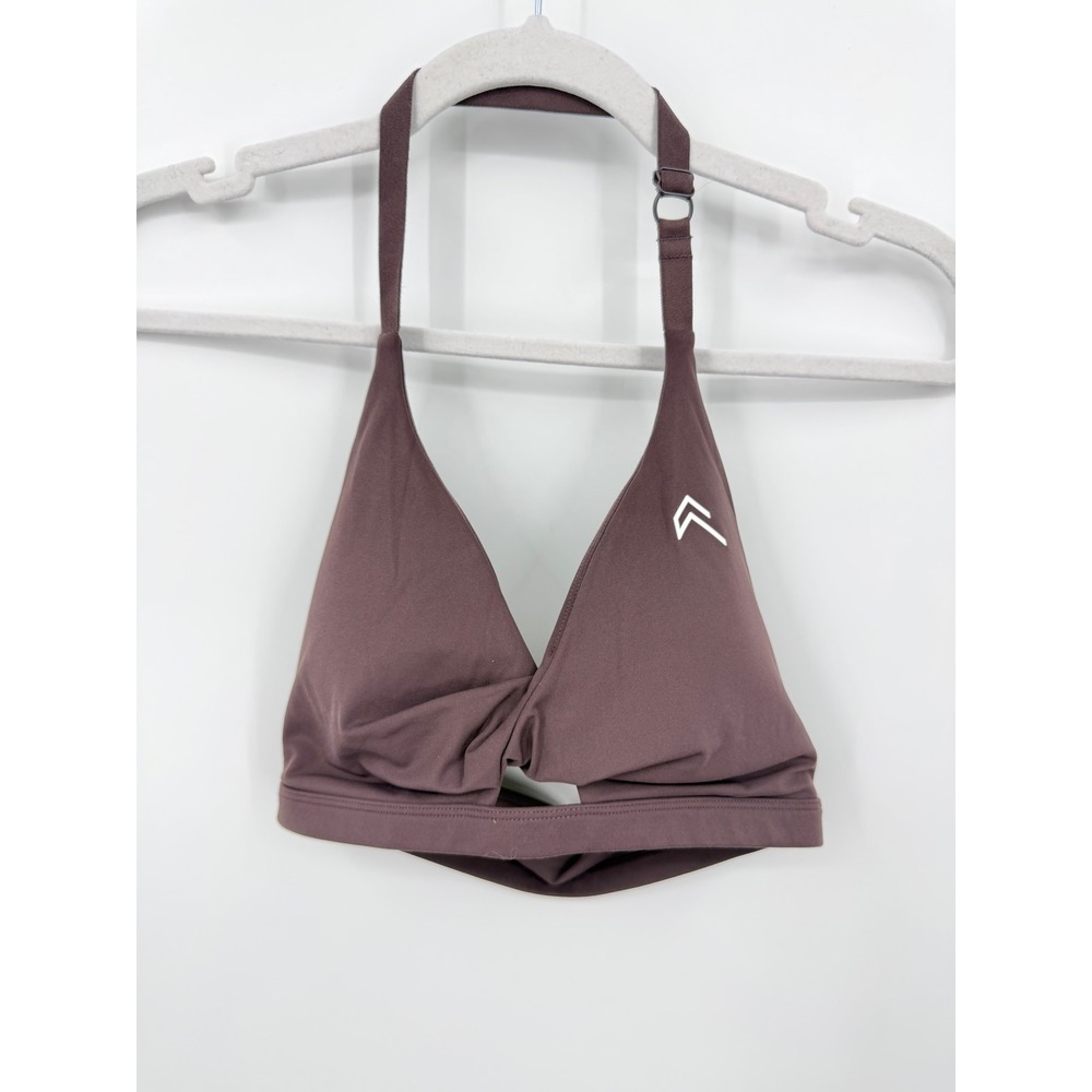 Oner Active Mellow Twist Halter Sports Bra Womens XS UK S plum purple Cutout